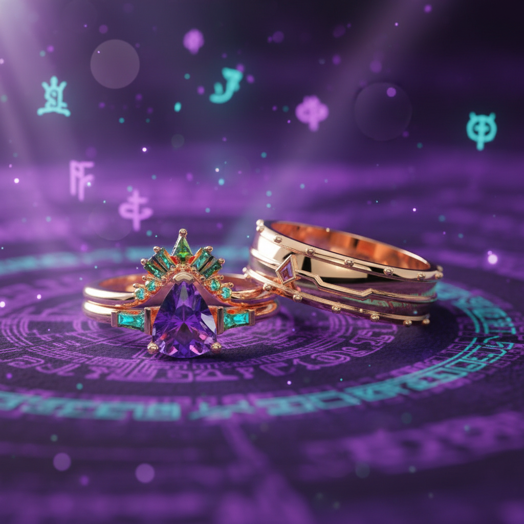 Assasin's Romance (Unisex)- 14k Yellow Gold Video Game Inspired Rings-Black Diamonds New York