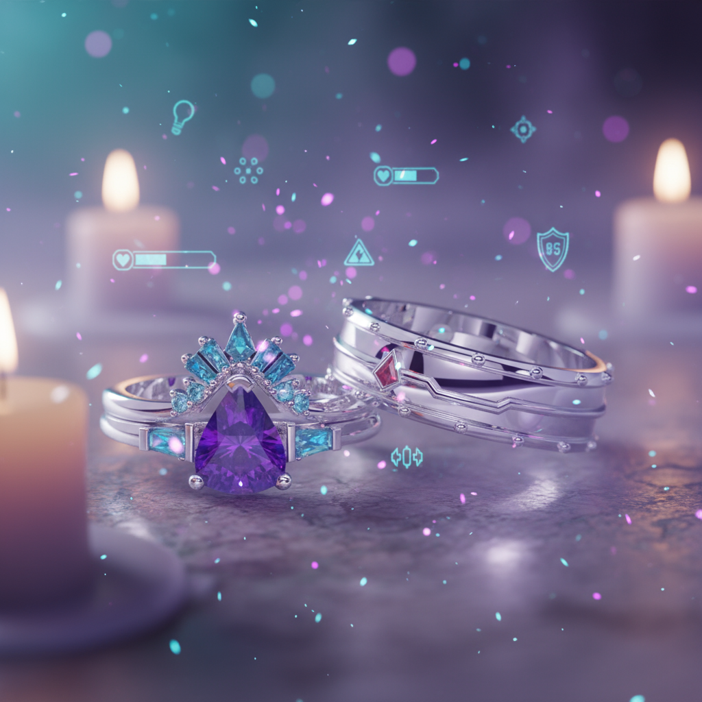 Assasin's Romance Engagement Ring- 14k Yellow Gold Video Game Inspired Rings-Black Diamonds New York