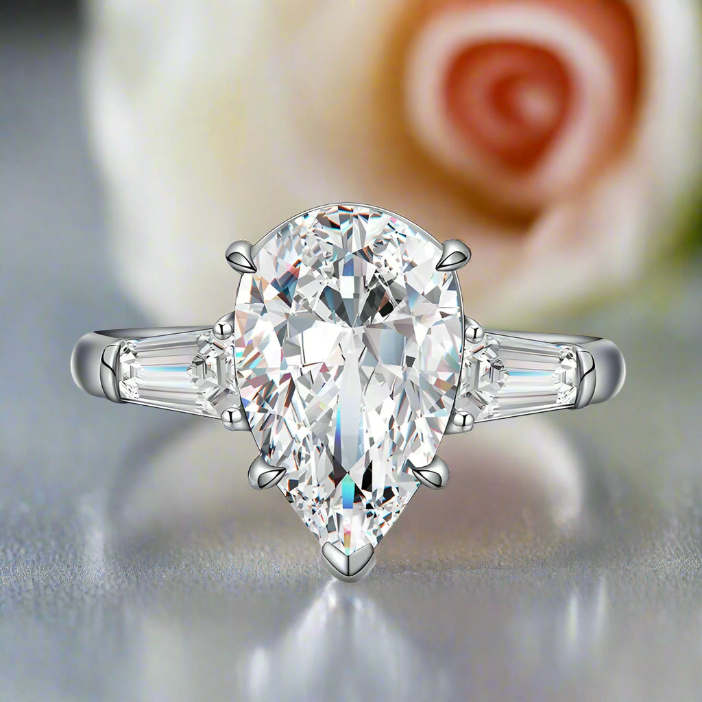 4.0 Ct Pear Cut Diamond Engagement Ring-Black Diamonds New York