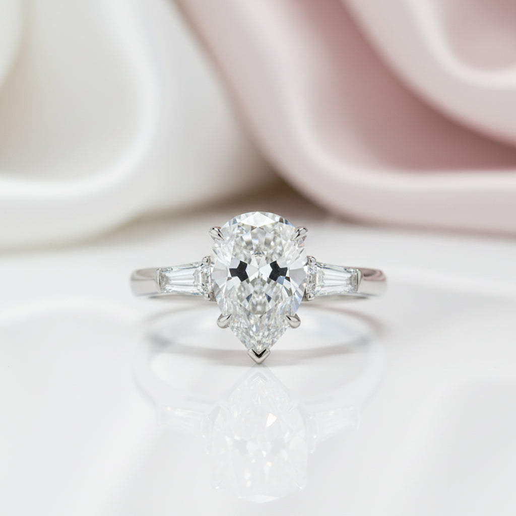 4.0 Ct Pear Cut Diamond Option Engagement Ring-Black Diamonds New York