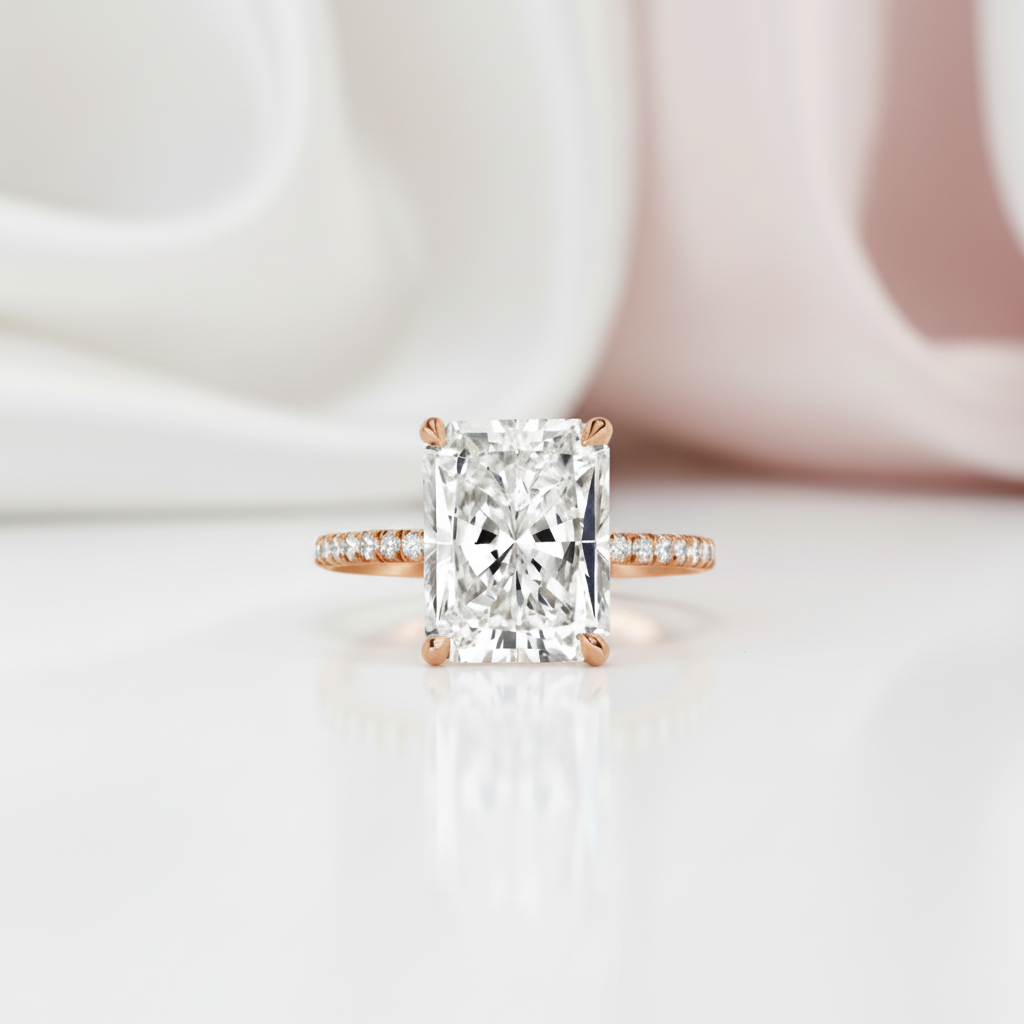 Rose Gold Radiant Cut Diamond Option Engagement Ring-Black Diamonds New York
