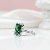 Amazing 3.5 Carat Emerald Cut Halo Engagement Ring-Black Diamonds New York