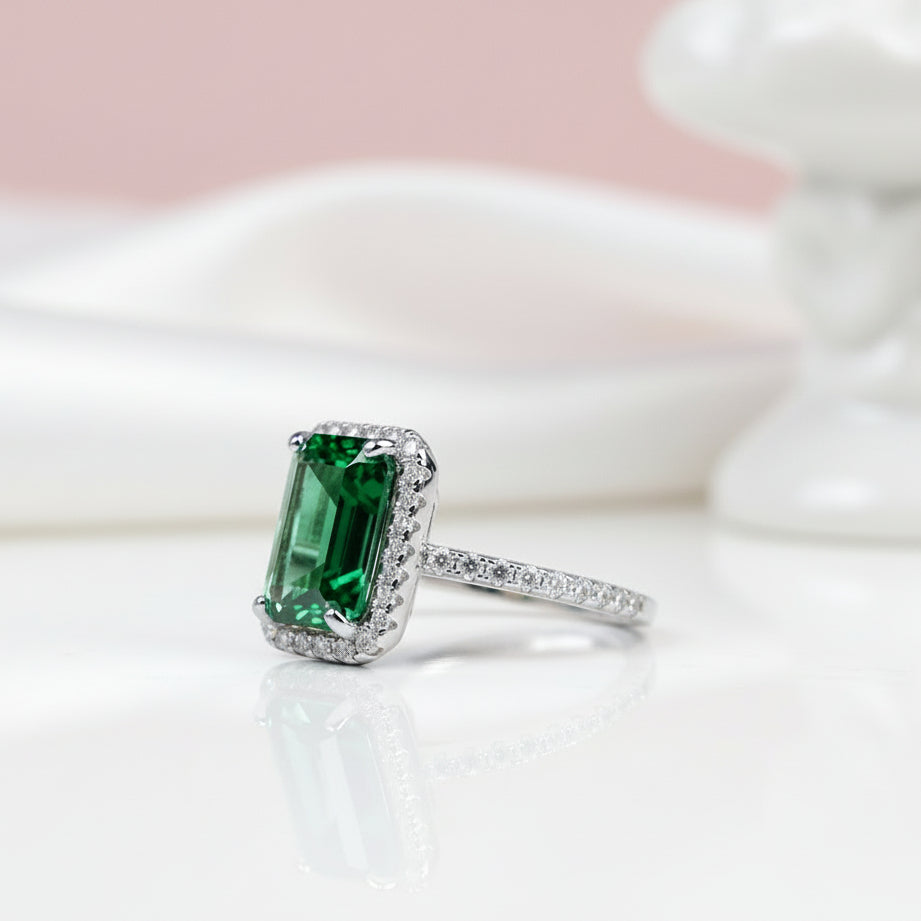 Amazing 3.5 Carat Emerald Cut Halo Engagement Ring-Black Diamonds New York