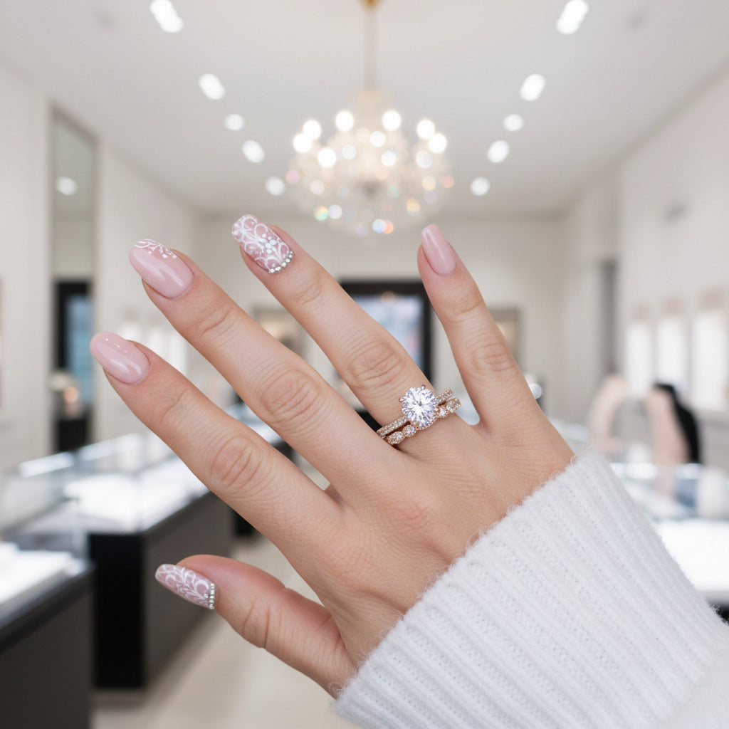 Rose Gold 2.0ct Round Cut Art Deco Bridal Set-Black Diamonds New York