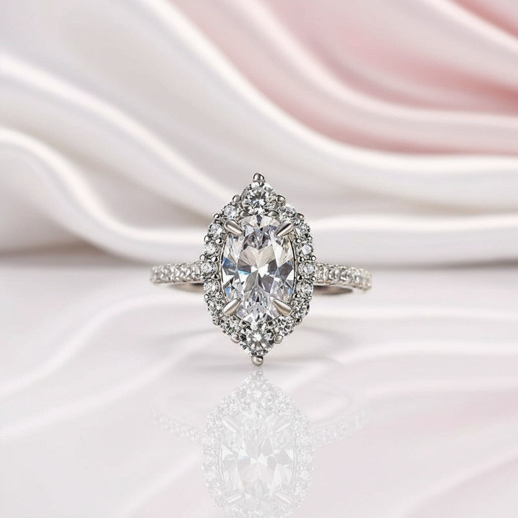 2.0ct Oval Cut Diamond Option Engagement Ring-Black Diamonds New York