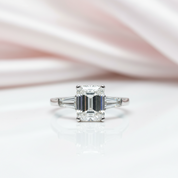 2ct Emerald Cut Diamond Option Three Stone Engagement Ring-Black Diamonds New York