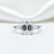 2ct Emerald Cut Diamond Three Stone Engagement Ring-Black Diamonds New York