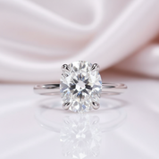 White Gold Oval Cut Diamond Engagement Ring-Black Diamonds New York