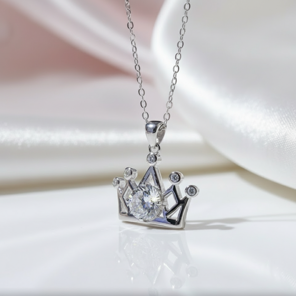 1.0 Ct Round Cut Diamond Crown Necklace-Black Diamonds New York