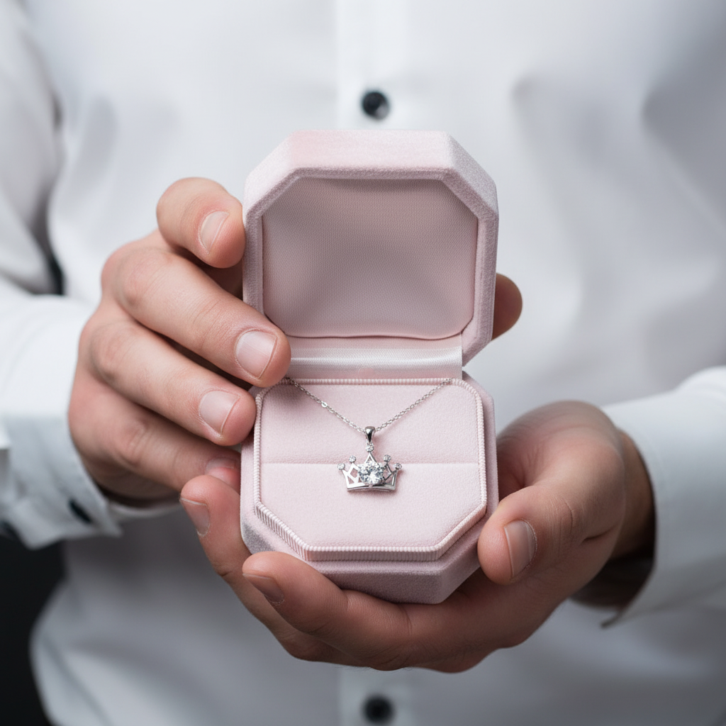 1.0 Ct Round Cut Diamond Crown Necklace-Black Diamonds New York