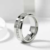 Diamond Option Inlay Beveled Edges Black 10k Gold Men's Wedding Band-Black Diamonds New York