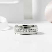 Diamond Option Inlay Beveled Edges Black 10k Gold Men's Wedding Band-Black Diamonds New York