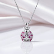 Pink Ladybug Necklace & Earrings Set-Black Diamonds New York