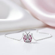 Pink Ladybug Necklace & Earrings Set-Black Diamonds New York