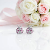 Pink Ladybug Necklace & Earrings Set-Black Diamonds New York