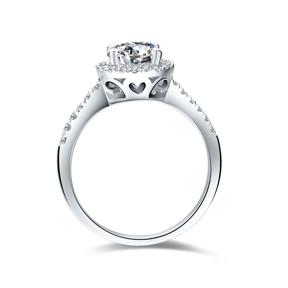 4-Prong Round Diamond Halo White Gold Engagement Ring-Black Diamonds New York