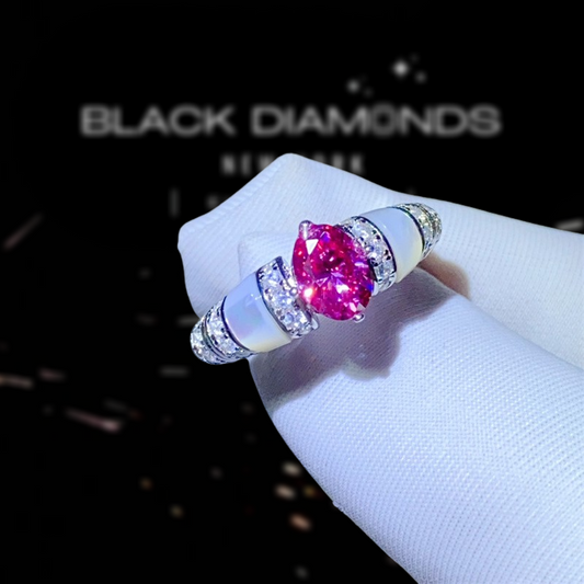 Unique Oval-cut Moissanite Diamond Ring-Black Diamonds New York