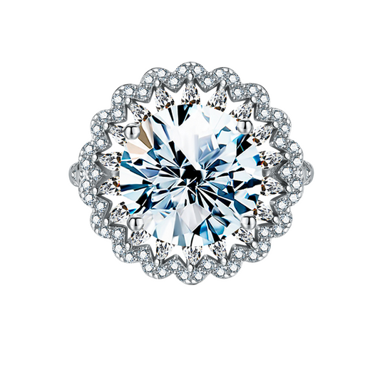 5.0 Ct Round Diamond Flower Engagement Ring-Black Diamonds New York