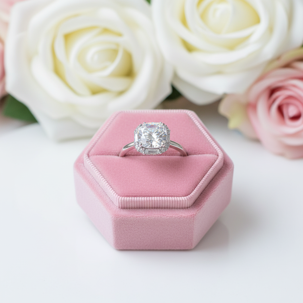 1.0 Ct Diamond Cushion Engagement Ring-Black Diamonds New York