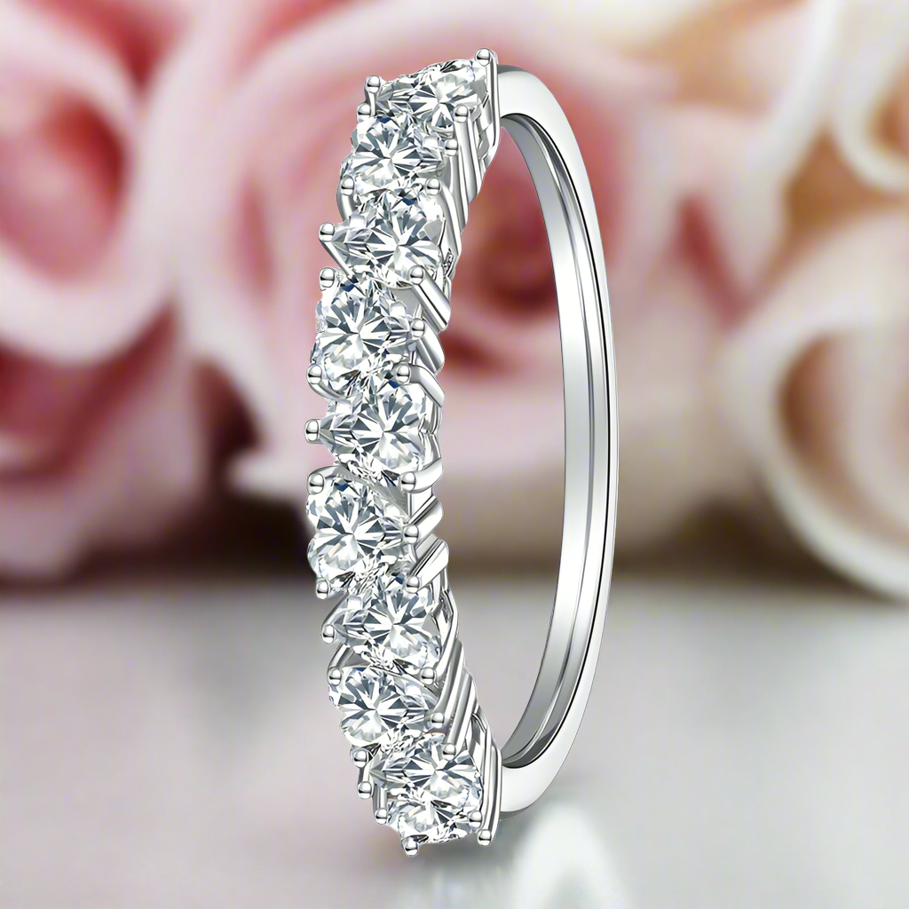 1.0 Ct Heart Cut D Color Diamond Wedding Band-Black Diamonds New York