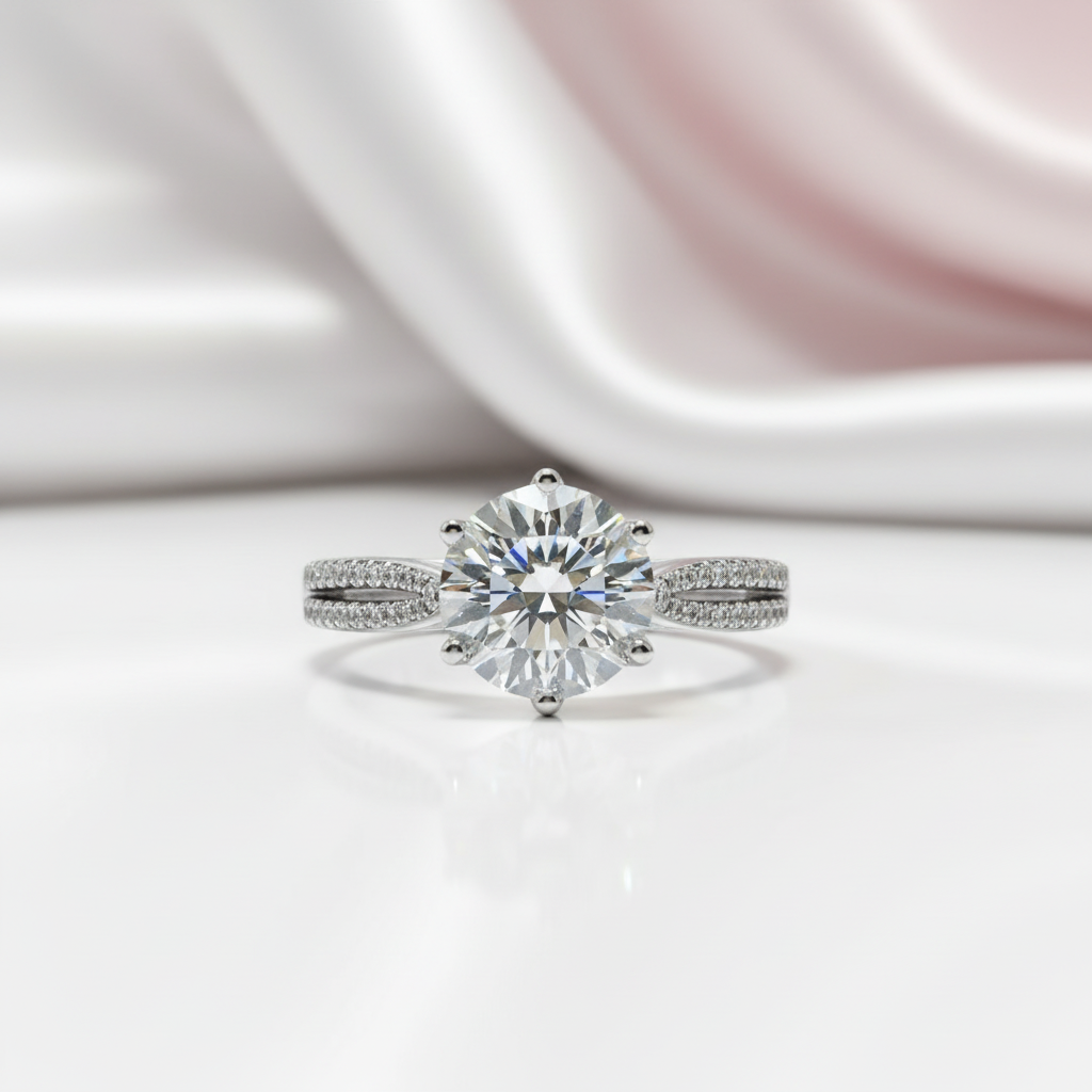 2.0 Ct Round Cut Diamond Option Six-Claws Engagement Ring-Black Diamonds New York