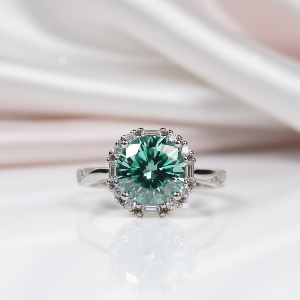 2.0 Ct Round Excellent Cut Green Diamond Option Engagement Ring-Black Diamonds New York