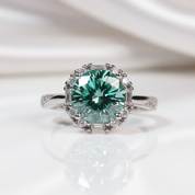 2.0 Ct Round Excellent Cut Green Diamond Engagement Ring-Black Diamonds New York