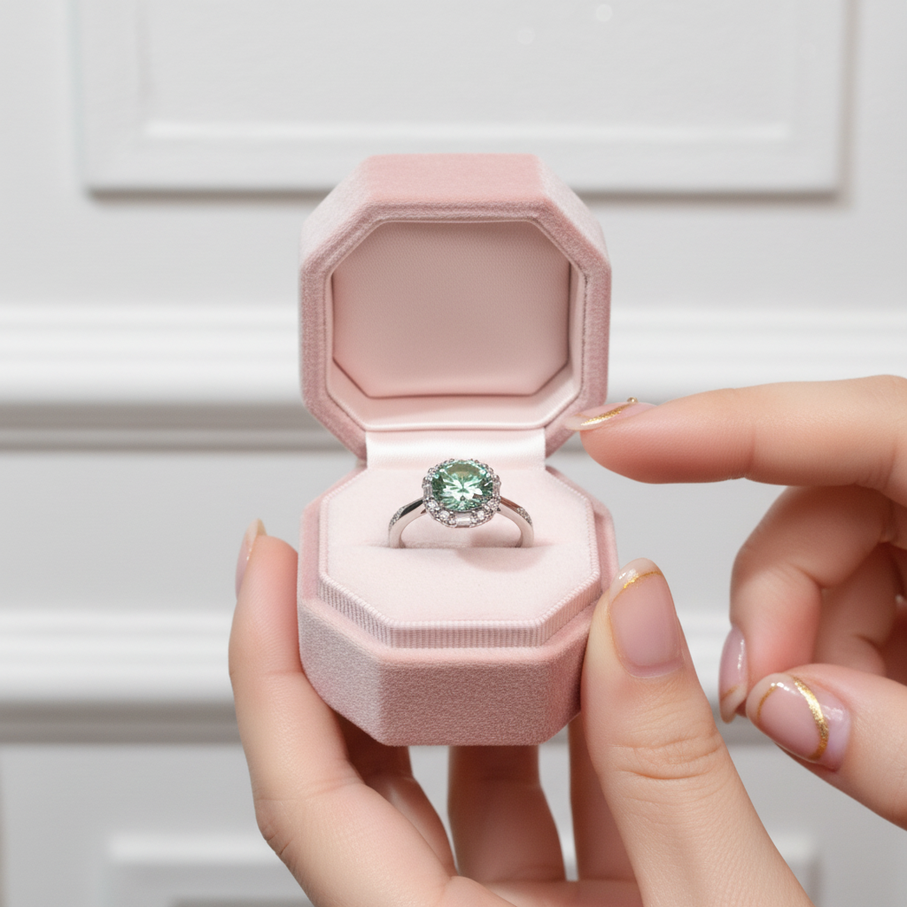 2.0 Ct Round Excellent Cut Green Diamond Option Engagement Ring-Black Diamonds New York