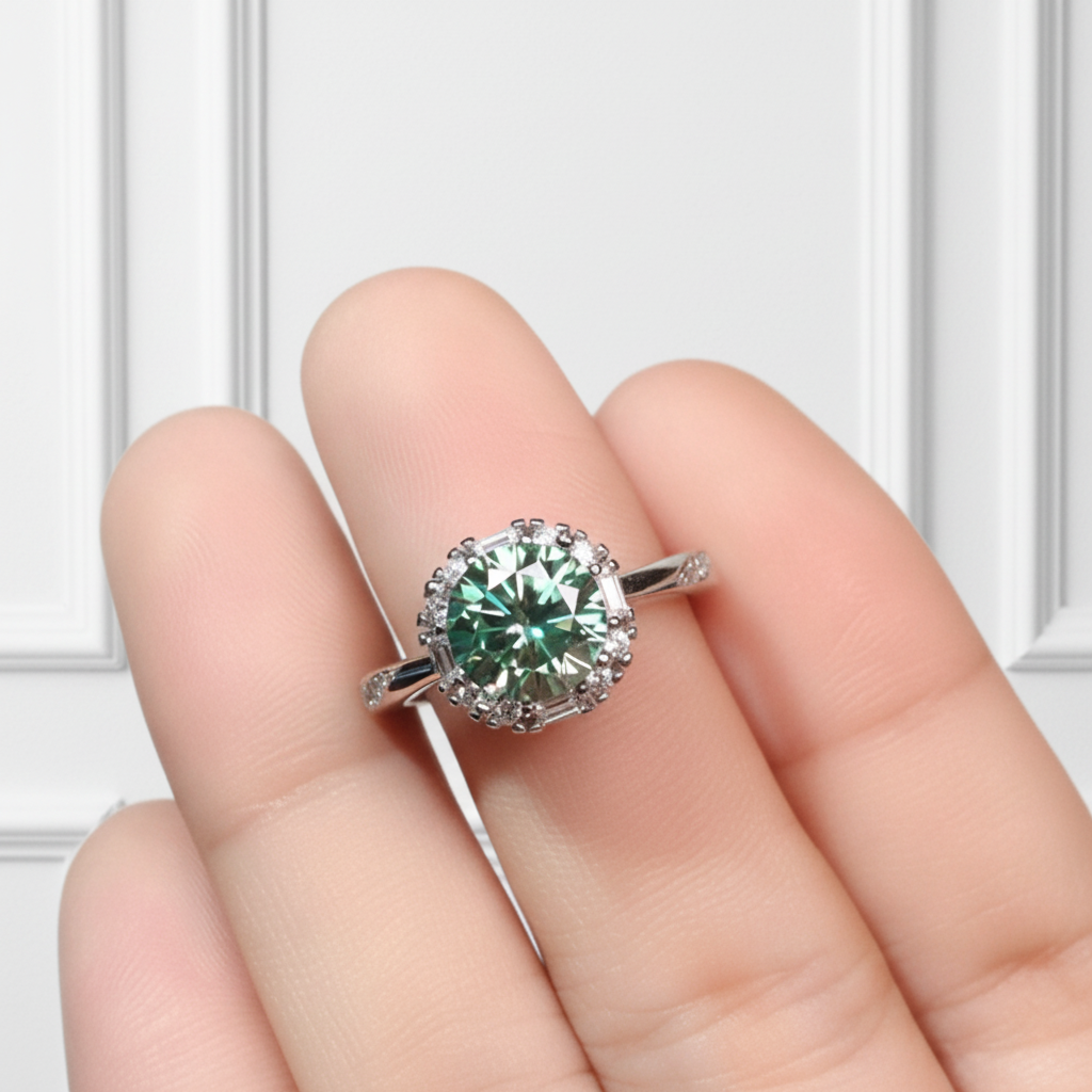 2.0 Ct Round Excellent Cut Green Diamond Option Engagement Ring-Black Diamonds New York