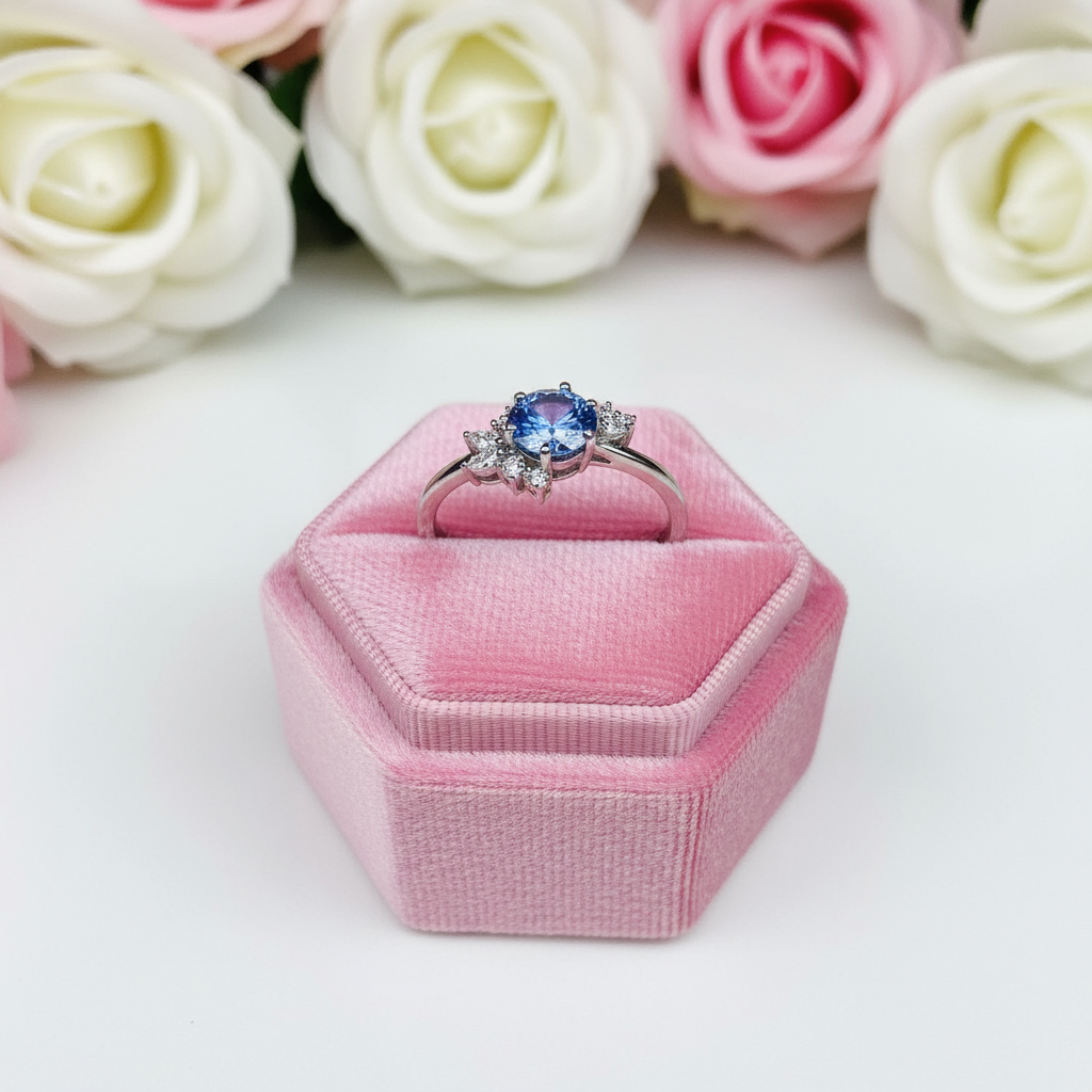 Round Cut 1.0 Ct Blue Diamond Engagement Ring-Black Diamonds New York