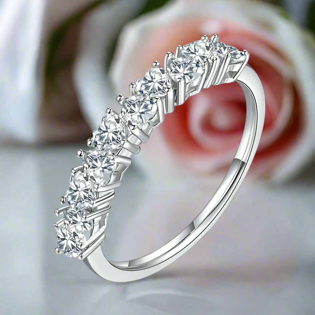 1.0 Ct Heart Cut D Color Diamond Wedding Band-Black Diamonds New York