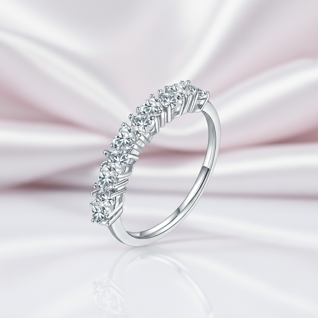 1.0 Ct Heart Cut D Color Diamond Option Wedding Band-Black Diamonds New York