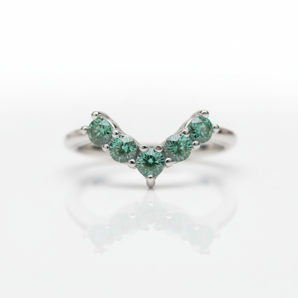 Round Cut Green Diamond Option Wedding Band-Black Diamonds New York