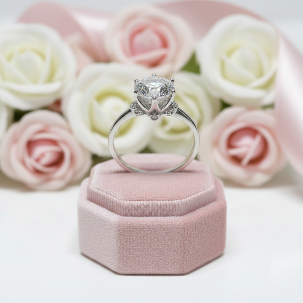 1.0 Ct Round Cut Diamond Option Crown Engagement Ring-Black Diamonds New York
