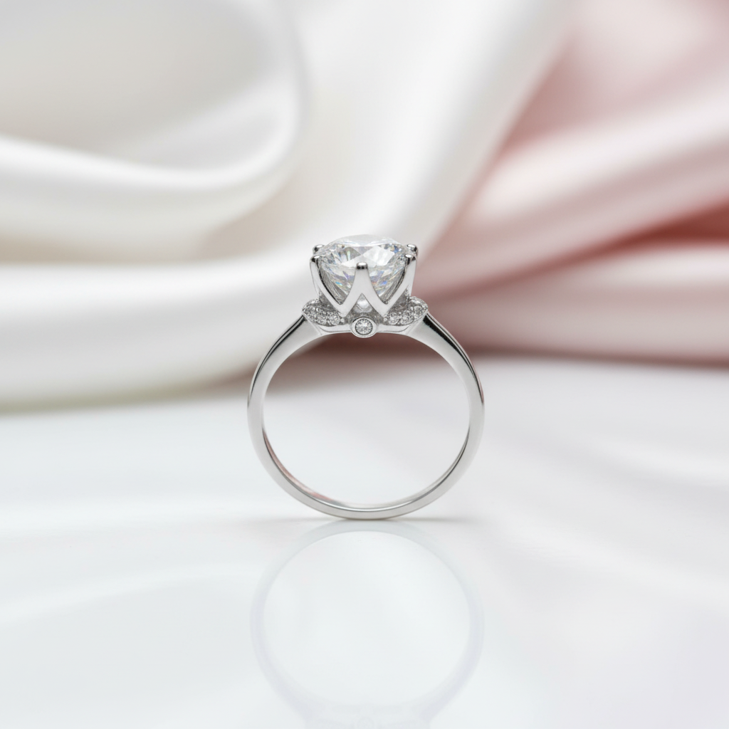 1.0 Ct Round Cut Diamond Option Crown Engagement Ring-Black Diamonds New York