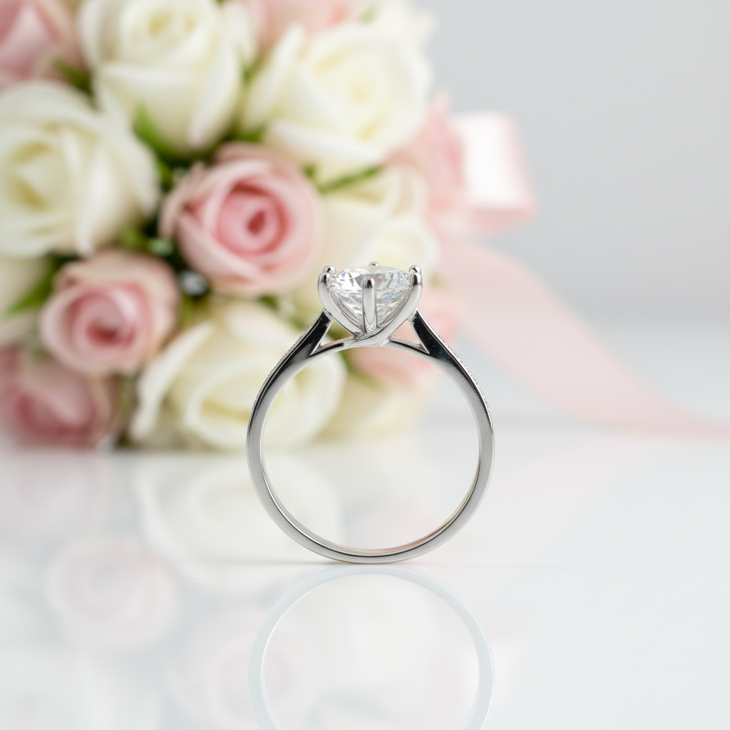 2.0 Ct Round Cut Diamond Option Six-Claws Engagement Ring-Black Diamonds New York
