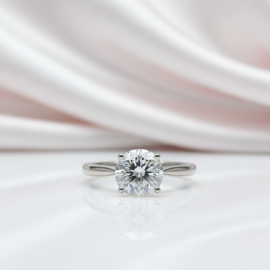 2.0 Ct Round Cut Diamond Option 4 Claws Engagement Ring-Black Diamonds New York