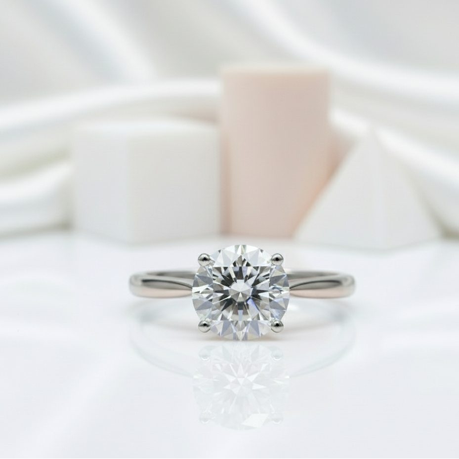 2.0 Ct Round Cut Diamond 4 Claws Engagement Ring-Black Diamonds New York