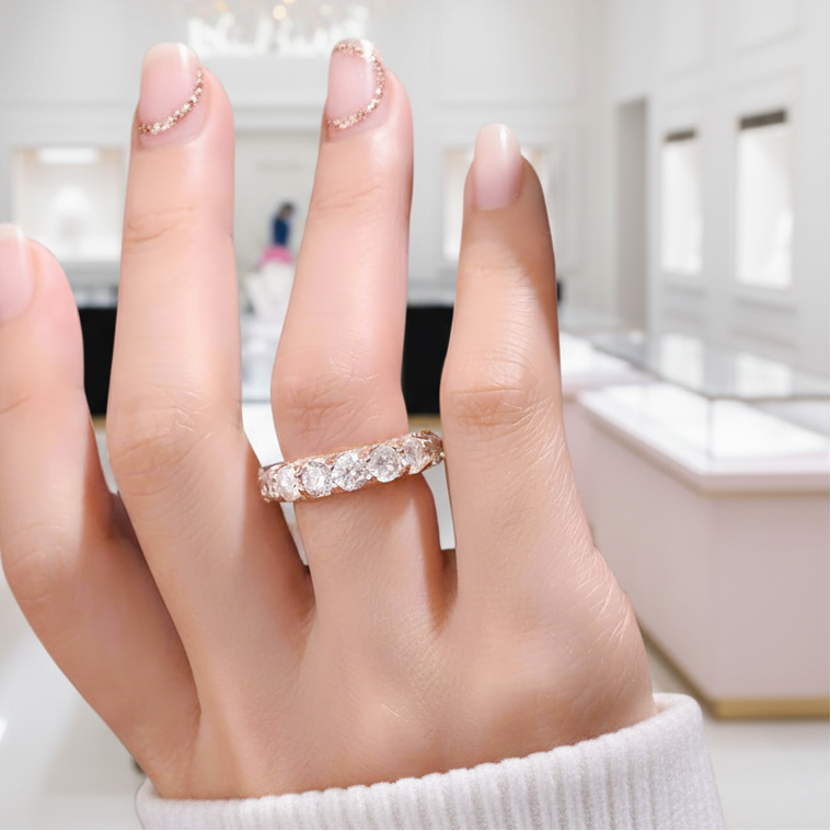 14k Rose Gold 5.1 Ct Round Cut Diamond Option Wedding Band-Black Diamonds New York