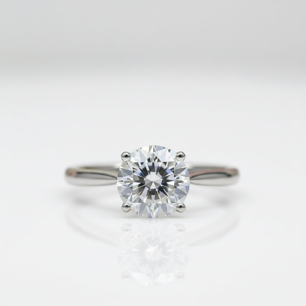2.0 Ct Round Cut Diamond Option 4 Claws Engagement Ring-Black Diamonds New York