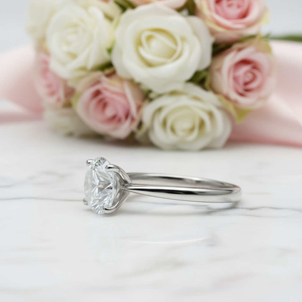 2.0 Ct Round Cut Diamond Option 4 Claws Engagement Ring-Black Diamonds New York