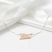 Personalized Name & Heart Pendant Necklace-Black Diamonds New York