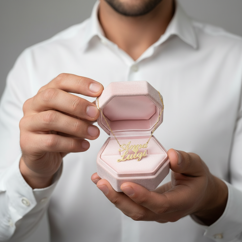 Personalized Name & Heart Pendant Necklace-Black Diamonds New York