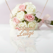 Personalized Name & Heart Pendant Necklace-Black Diamonds New York