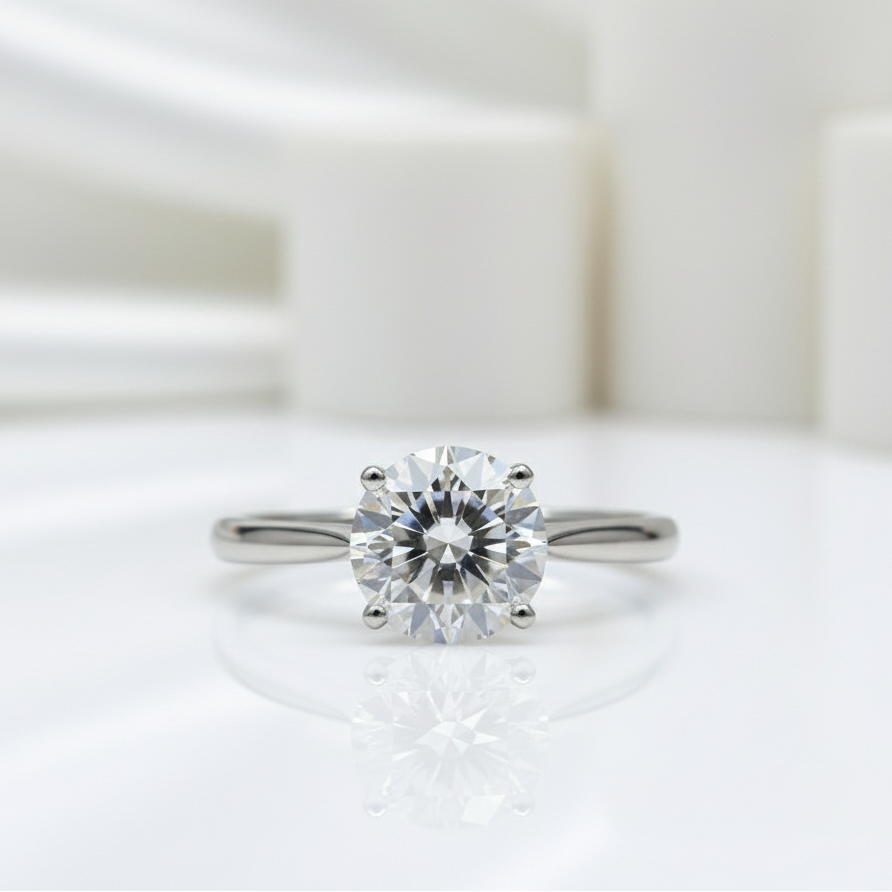 2.0 Ct Round Cut Diamond 4 Claws Engagement Ring-Black Diamonds New York