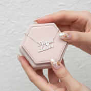 Personalized Name & Heart Pendant Necklace-Black Diamonds New York