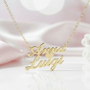 Personalized Name & Heart Pendant Necklace-Black Diamonds New York