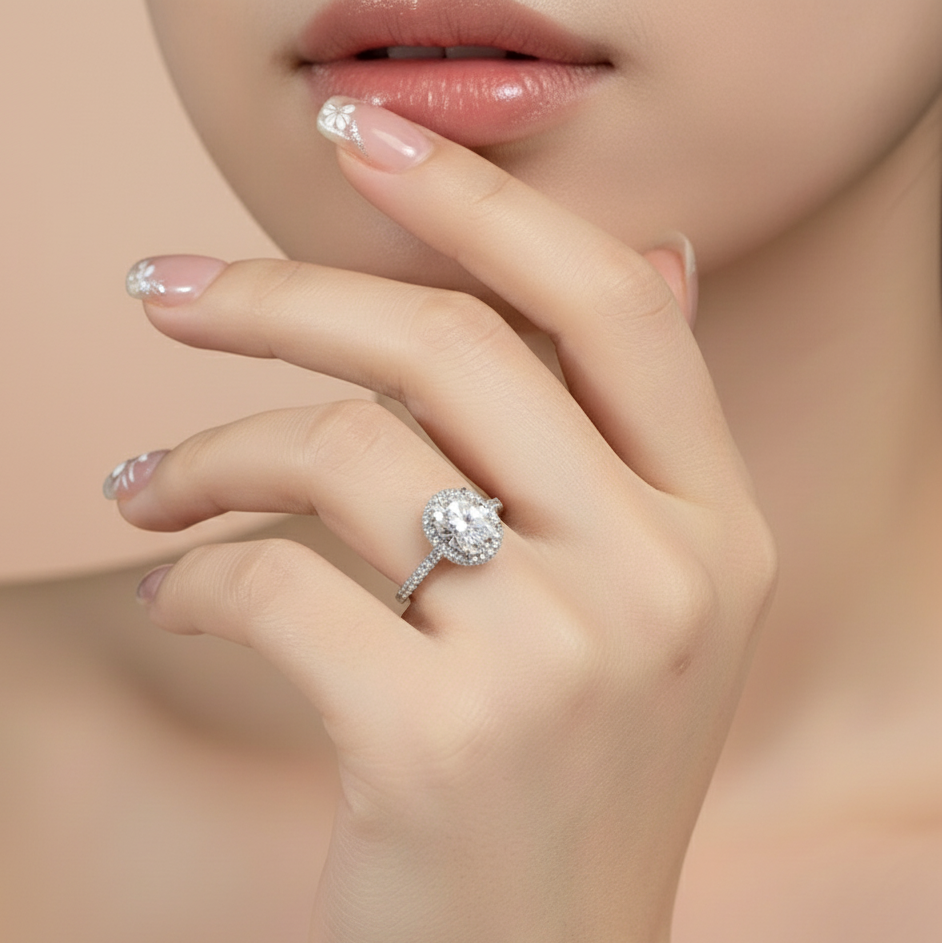 Oval Cut 2.0 Ct Diamond Engagement Ring-Black Diamonds New York