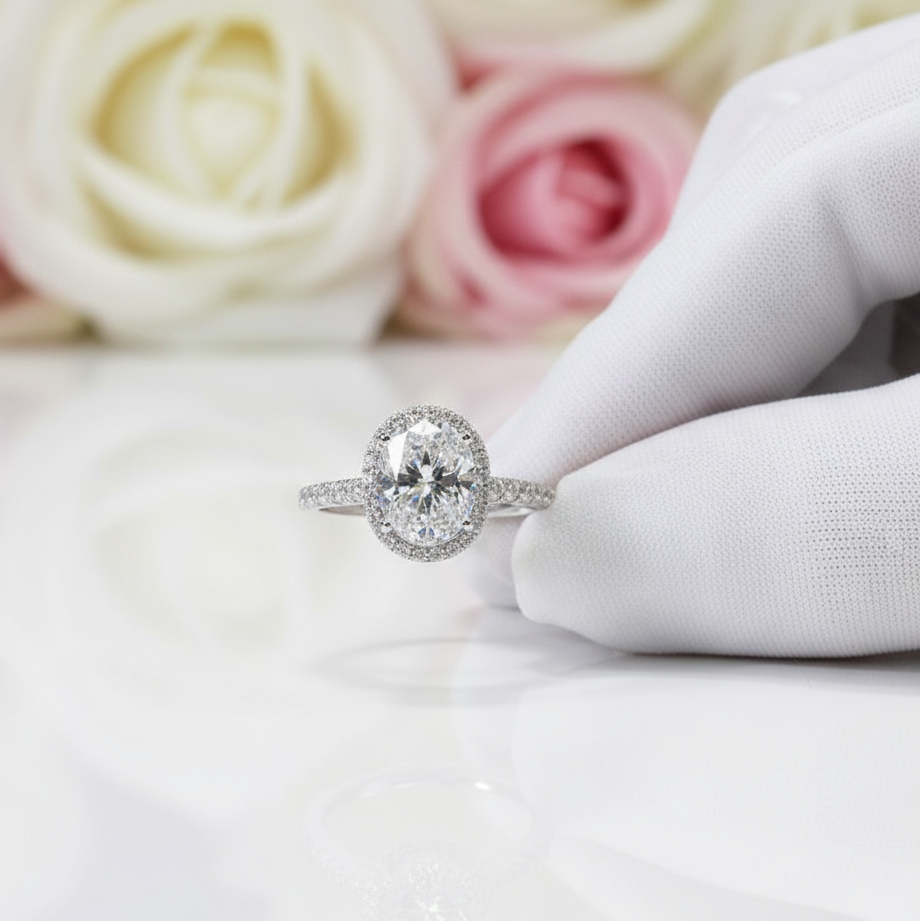 Oval Cut 2.0 Ct Diamond Engagement Ring-Black Diamonds New York