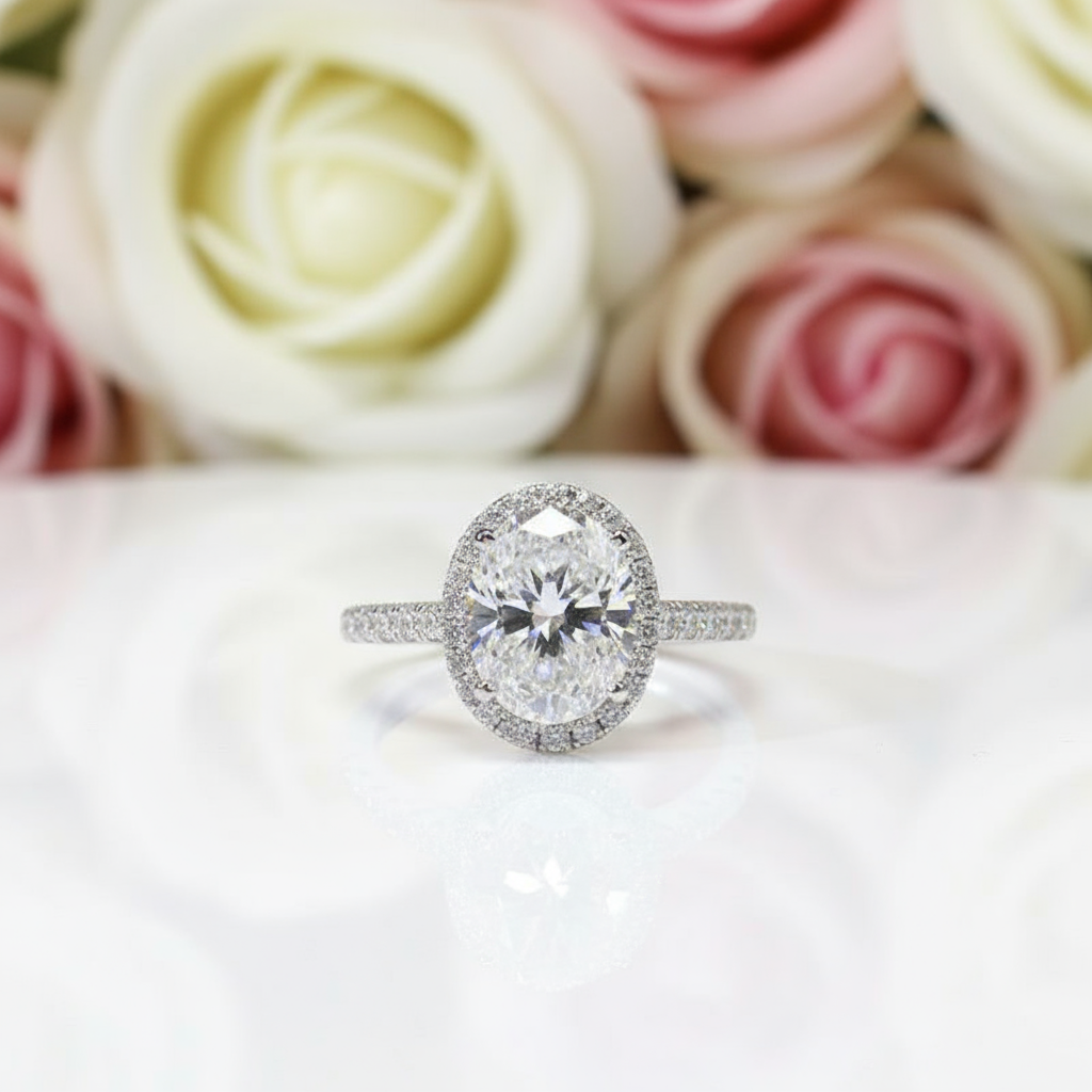 Oval Cut 2.0 Ct Diamond Engagement Ring-Black Diamonds New York